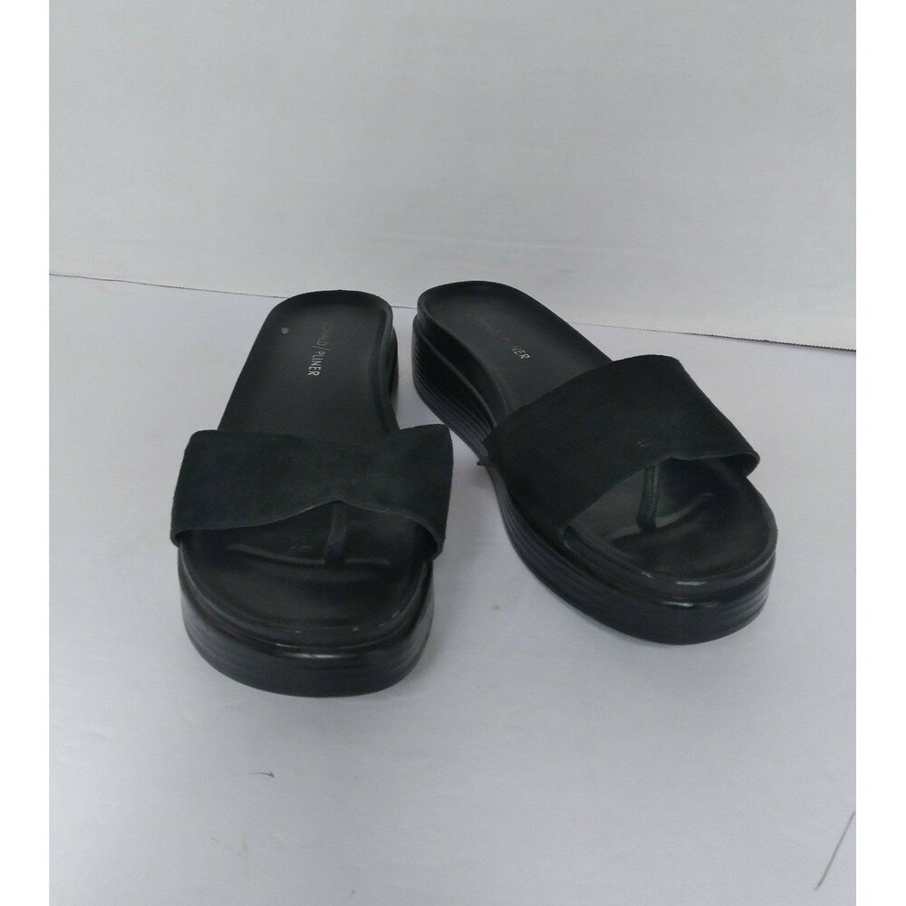 Donald J. Pliner Black Suede Platform Slide Sandals